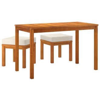 vidaXL Vidaxl - Set De Comedor Para Jard&iacute;n 3 Piezas Con Cojines Madera Acacia