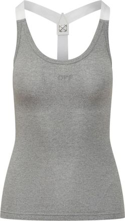 Off-white Ribgebreide Racerback Top - Dames - Tops zonder mouwen - Grijs - XS - Tops