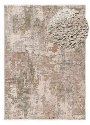 Atticgo Alfombra con flecos abstracta beige/verde 200x290 cm
