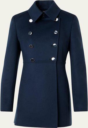 Akris Iva Double-Breasted Wool Redingote Coat