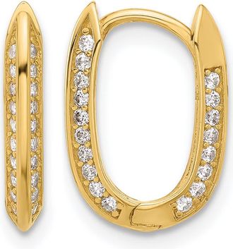 Diamond2Deal 14K Yellow Gold Cubic Zirconia Hinged Hoop Earrings
