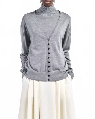 Maria McManus Womens Button V Cardigan In Heather Grey