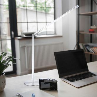 ETC Shop Lampada da tavolo a led lampada da scrivania lampada da tavolo lampada da ufficio lampada da lettura, metallo acrilico nichel opaco, flessibile, 5W