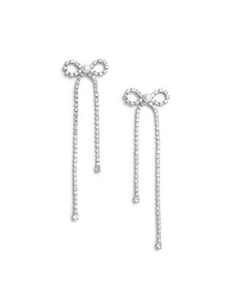 Self Portrait Delicate Bow Earrings with Crystal Accents