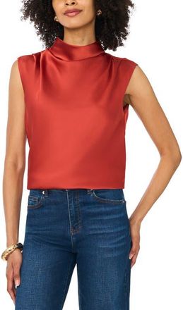 Vince Camuto Mock Neck Sleeveless Satin Top in Fireside at Nordstrom, Size Xx-Large