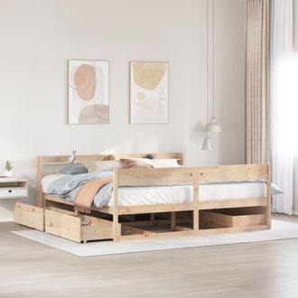 Berkfield Home Bed Frame without Mattress 200x200 cm Solid Wood Pine in Brown