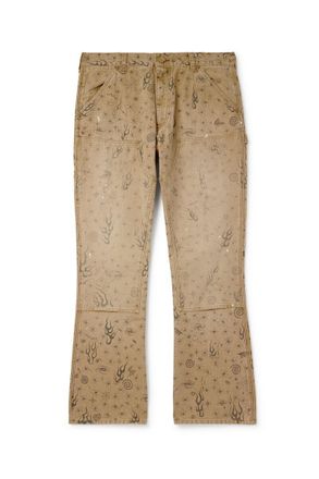 Saint Mxxxxxx + Dr. Woo Bootcut Double-Knee Printed Cotton-Canvas Trousers