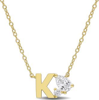 Mimi & Max 3/4ct TGW Created White Sapphire Q Initial Necklace Yellow Plated Sterling Silver
