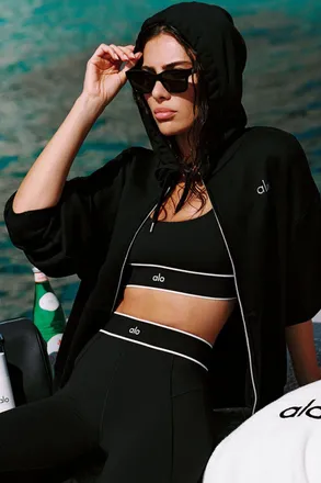 Alo | Accolade Full Zip Hoodie in Black, Size: Medium