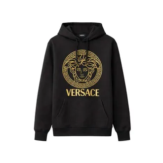 Versace Black Cotton Mens Hoodie