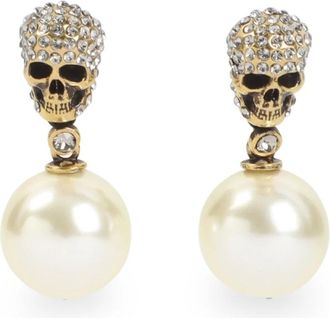Alexander McQueen Alexander McQueen, Earrings, female, Yellow, Size: ONE SIZE Pave Skull Earrings