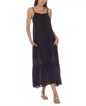 Raviya Ruffle Trim Maxi Dress Cover Up In Black