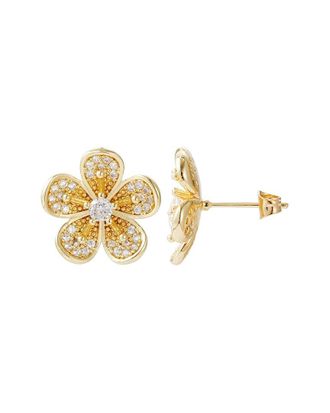 Adornia Adornia 14K Plated Cz Flower Stud Earrings