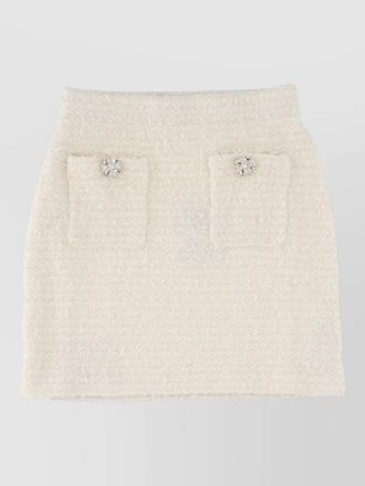 Self Portrait wool miniskirt textured fabric front pockets buttons