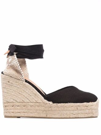 Castaner Chiara 110mm wedge espadrilles - women - Rubber/Cotton/Sheepskin - 40 - Black