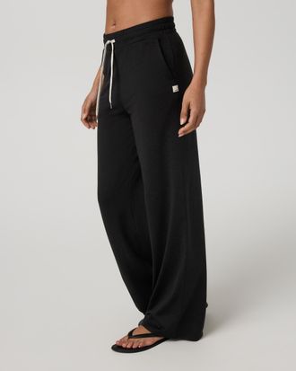 Vuori Clothing Halo Essential Wideleg Pants - Long | Black Heather | XS, Size Extra Small