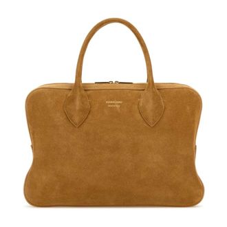 Ferragamo Stella T.H L Handtas - Dames - Handtassen - Bruin - ONE Size - Su&egrave;de - Tassen