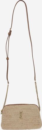 Saint Laurent Womens Gaby Raffia Clutch Bag Natural Shoulder