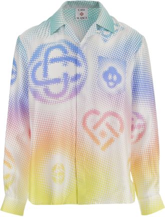 Casablanca Graphic Print Silk Shirt with Classic Collar