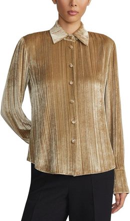 Lafayette 148 New York Button Front Slim Silk-Blend Blouse