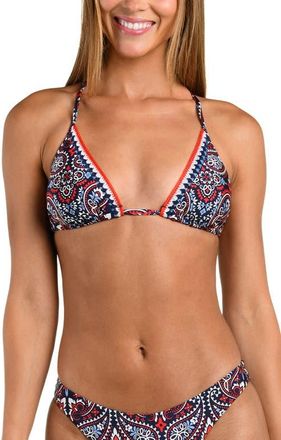 Sunshine 79 Americana Paisley Triangle Swim Top in Blue Multi at Nordstrom, Size 12