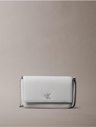 Calvin Klein Womens Archive Hardware Flap Crossbody Bag - Grey