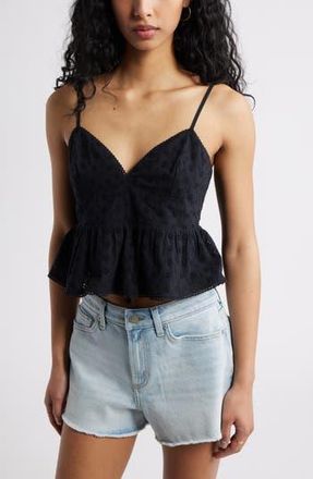 BP. Pretty Cotton Eyelet Babydoll Top in Black at Nordstrom Rack, Size X-Large