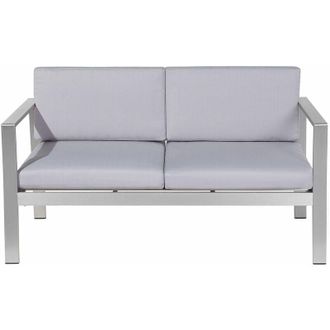 Beliani Beliani - Divano Giardino 2 Posti Struttura in Alluminio Anodizzato Grigio Chiaro con Cuscini Salerno