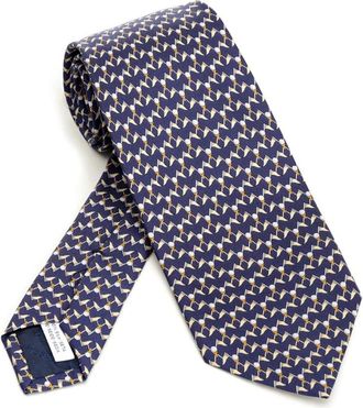 Ferragamo Club Print Silk Tie - Heren - Stropdassen - Blauw - ONE Size - Accessoires