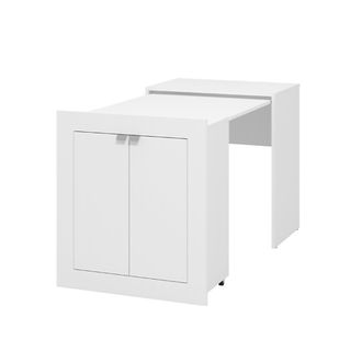 Dmora Escritorio Keylon, 2 Estantes, 2 Puertas, Armario Multiuso Plegable, 72x47x79h Cm Blanco Mate