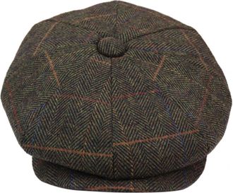 Infinity Leather Mens Peaky Blinders Herringbone Flat Hat