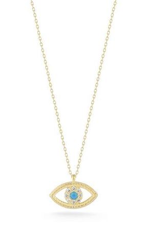 Sphera Milano Cubic Zirconia & Synthetic Turquoise Evil Eye Pendant Necklace in Gold at Nordstrom Rack