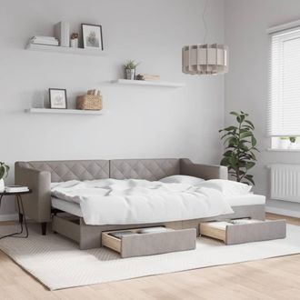 vidaXL Sof&aacute; Cama Nido Con Cajones Tela Gris Taupe 80x200 Cm Vidaxl