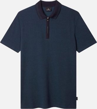 Paul Smith Mens Paul Smith Reg Fit Zip Polo Shirt - Navy - Size: 42