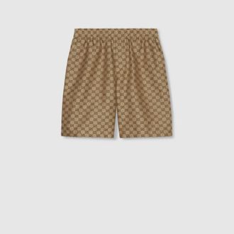 Gucci GG Supreme Linen Shorts, Size 42, Brown, Ready-to-wear