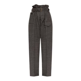 Etro Pantalones de Lana Plisados - Trousers - Mujer - Marr&oacute;n - S