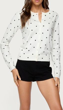Edikted Shea Polka Dot Cardigan in Black-And-White at Nordstrom, Size X-Large