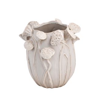 Schubiger M&ouml;bel Vase Lotus Keramik, Weiss H: 27 cm