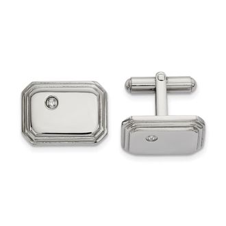 Diamond2Deal Stainless Steel Polished with Cubic Zirconia Cufflinks