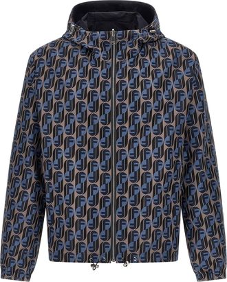 Fendi Mens Blue Polyester Shell Jacket Clothing