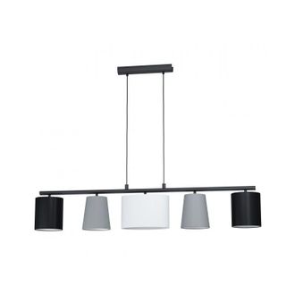 Eglo Eglo - Lampada a sospensione 120x25,5x110 cm in metallo e tessuto grigio nero e bianco Almeida