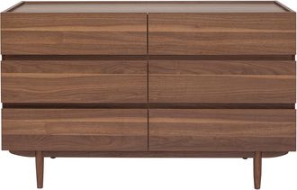 Miliboo C&oacute;moda De 6 Cajones De Madera Oscura 120 Cm Sanaa