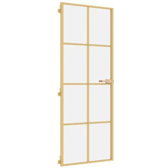 vidaXL Puerta De Interior Dorada Vidrio Templado Y Aluminio 76x201,5cm Vidaxl
