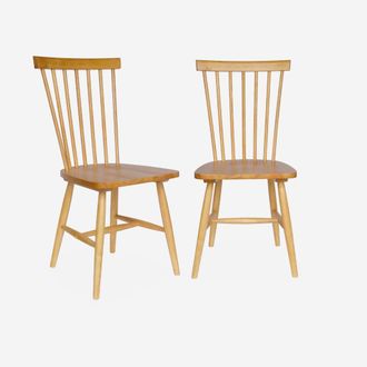 Sweeek Sweeek - Silla De Madera De Hevea, Set De 2, Romie, Natural, 50.8x44.2x90 Cm