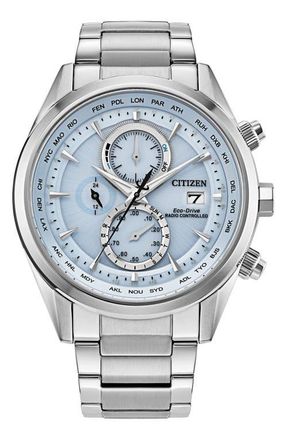 Citizen Sport Luxury Atomic Timekeeping Bracelet Watch, 43mm in Silver-Tone at Nordstrom