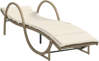 vidaXL Tumbona Con Coj&iacute;n Rat&aacute;n Sint&eacute;tico Beige 60x199x42 Cm Vidaxl