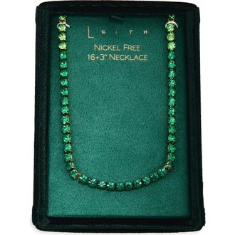 Leith Crystal Tennis Necklace in Green Multi- Gold at Nordstrom Rack