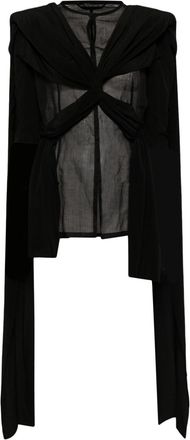 Yohji Yamamoto semi-sheer cotton-silk top - women - Cotton/Silk - 2 - Black
