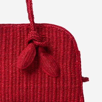 Jacquemus Womens Bowling Bag Raffia Red Shoulder