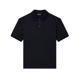 Emporio Armani Polo Shirts, male, Blue, Size: XL Jersey Jacquard Knit Polo
